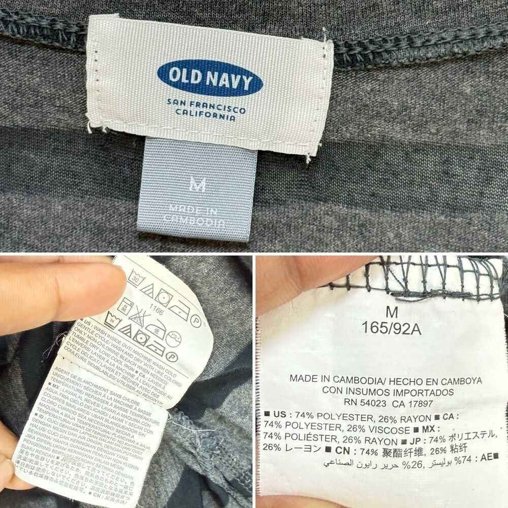 Old Navy Gray Black Stripes Short Sleeve Pullover Top Size M - Picture 8 of 16